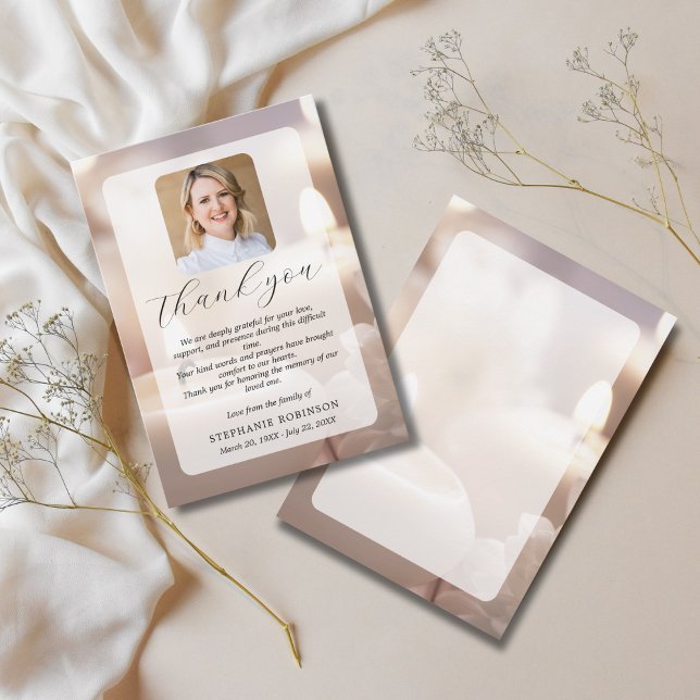 Elegant Modern Funeral Sympathy Memorial Photo Dankeskarte (Von Creator hochgeladen)