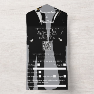 Elegant Modern Gay Men Wedding All In One Einladung
