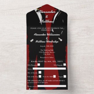 Elegant Modern Gay Men Wedding All In One Einladung