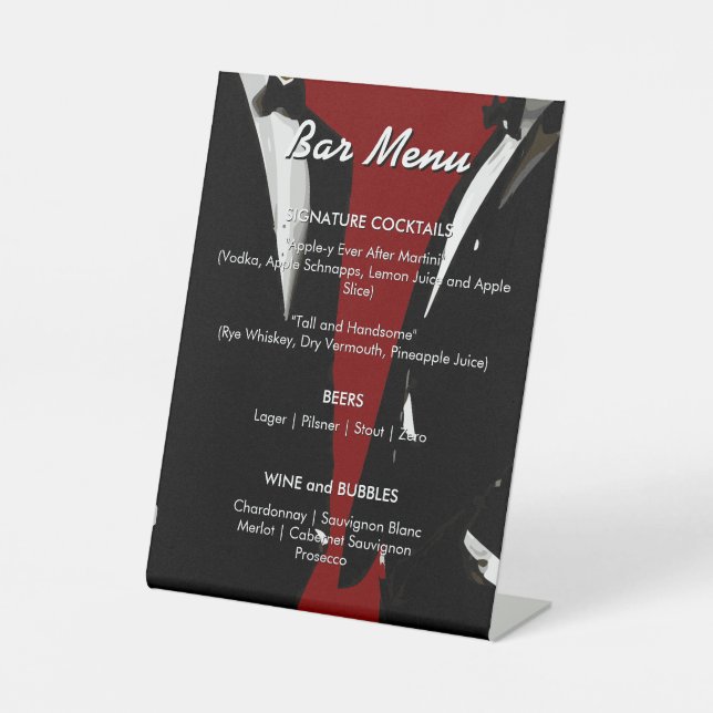 Elegant Modern Gay Men Wedding Rainbow Bar Menu Sockelschild (Vorderseite)
