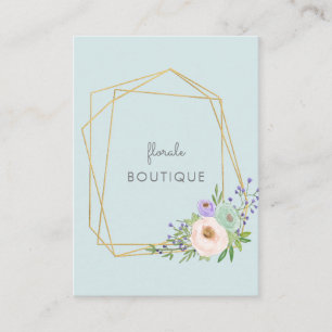 Elegant, modern, geometrisch Gold & Pastel-Blumen Visitenkarte