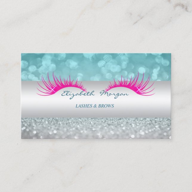 Elegant Modern Glittery Bokeh,Imitate Lashes Visitenkarte (Vorderseite)