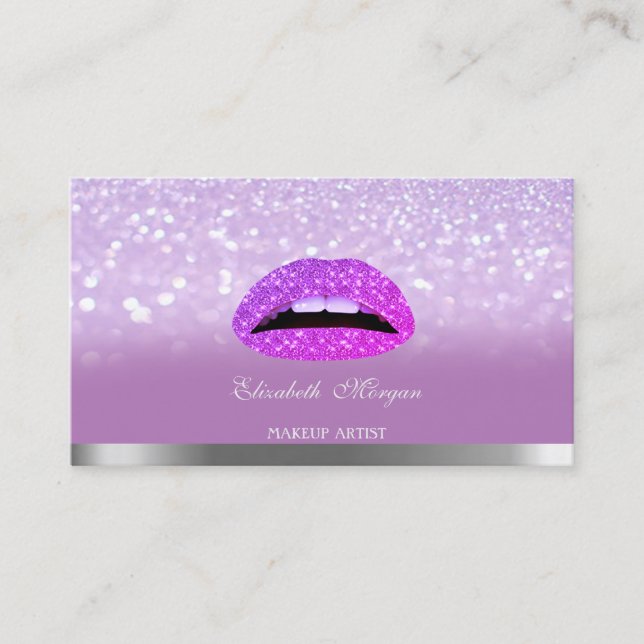 Elegant Modern,Glitzer Bokeh Ombre Lips Visitenkarte (Vorderseite)