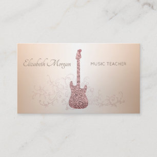 Elegant Modern, Glitzer Gitarre, Musiklehrer Visitenkarte