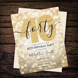 Elegant Modern Gold 40. Geburtstag Party laden ein