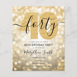 Elegant Modern Gold 40. Geburtstag Party laden ein Flyer