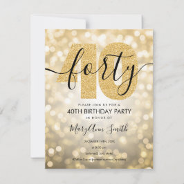 Elegant Modern Gold 40. Geburtstags-Party Einladun Einladung
