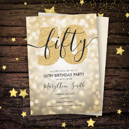 Elegant Modern Gold 50. Geburtstagsparty Einladung