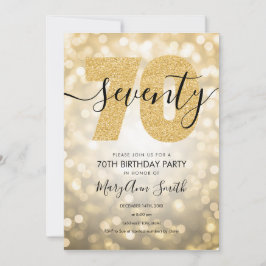 Elegant Modern Gold 70. Geburtstagsparty  Einladung