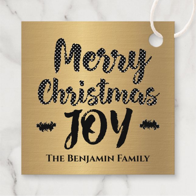 Elegant Modern Gold Frohe Weihnachten personalisie Geschenkanhänger (Rückseite)