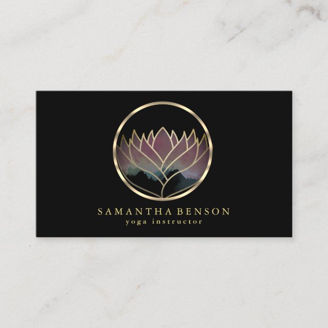 Elegant Modern Gold Lotus Logo Stilvoll aus Kupfer Visitenkarte (Vorderseite)