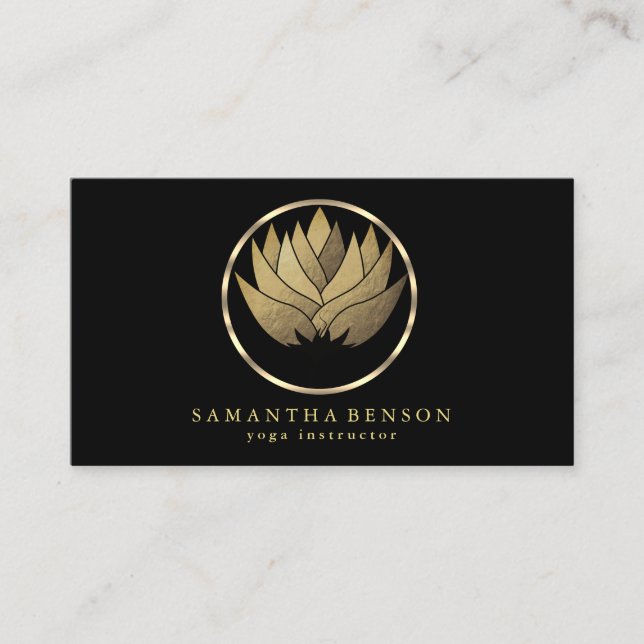 Elegant Modern Gold Lotus Logo Stilvoll aus Kupfer Visitenkarte (Vorderseite)