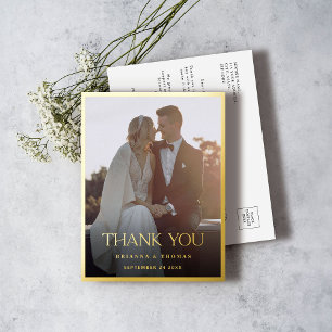 Elegant Modern Gold Wedding Vielen Dank Postcard Folie Einladungspostkarte