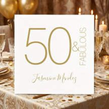 Elegant Modern Gold Weiß 50 & Fantastischer Geburt