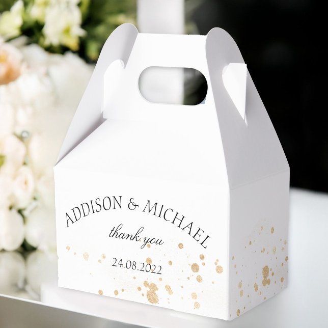 Elegant Modern  goldene Punkte Hochzeit Geschenkschachtel (Elegant modern golden dots wedding favor boxes
with your name and date.)