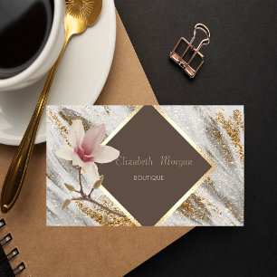 Elegant Modern,Goldrahmen,Glitter, Magnolie Visitenkarte