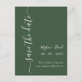 Elegant Modern Green Save the Date Ankündigungspostkarte