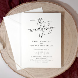 Elegant Modern Handwriting Black & White Wedding Einladung