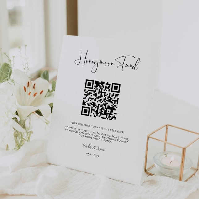 Elegant & Modern Honeymoon-Fonds QR-Code Sockelschild (Von Creator hochgeladen)