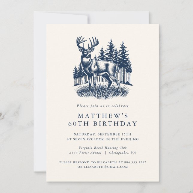 Elegant Modern Hunter Birthday Party  Invitation Einladung (Vorderseite)