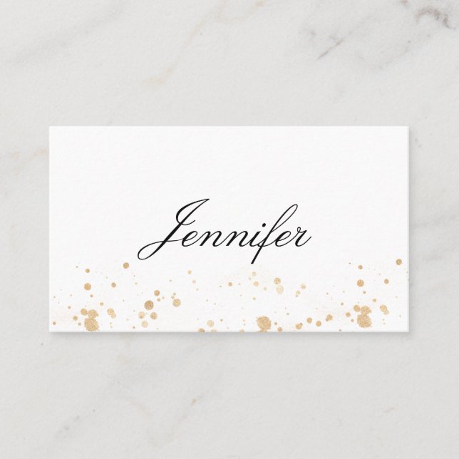 Elegant Modern in Weiß Gold Splash Platzkarte (Vorderseite)