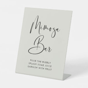 Elegant Modern Light Sage Grün Hochzeit Mimosa Bar Sockelschild