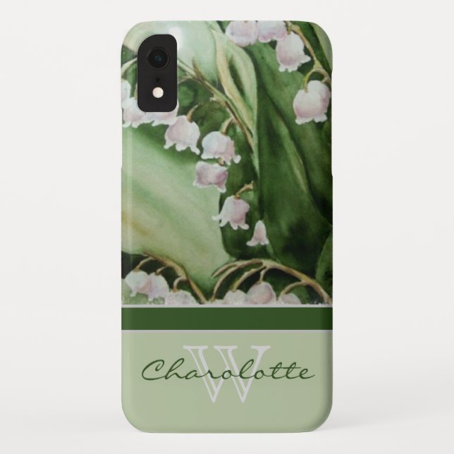 Elegant Modern Lily of the Valley Monogram Name Case-Mate iPhone Hülle (Rückseite)