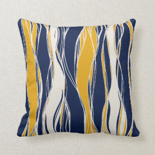 Elegant, modern, Linien, blau und gelb Kissen