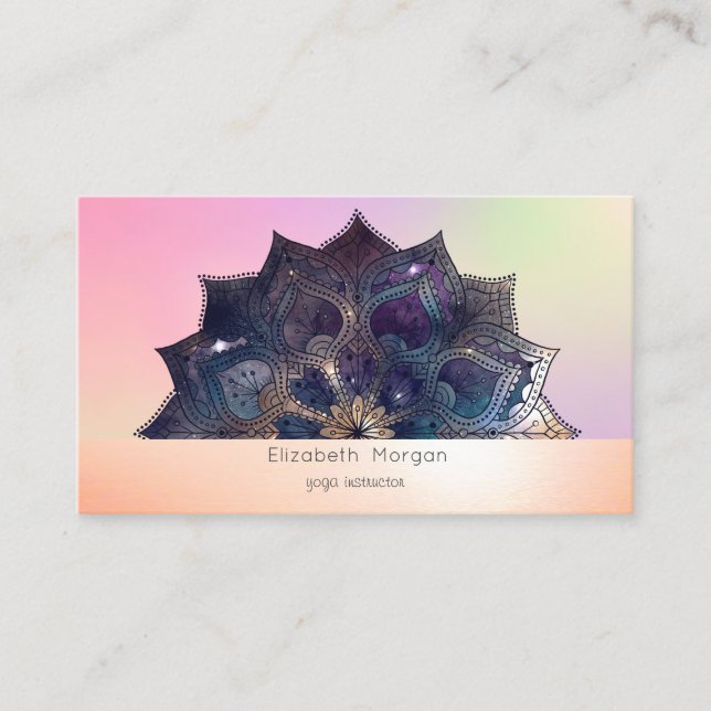 Elegant Modern Mandala farbenfroh holografisch Visitenkarte (Vorderseite)