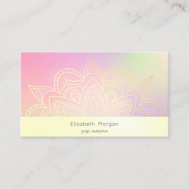 Elegant Modern Mandala Holographic Visitenkarte (Vorderseite)