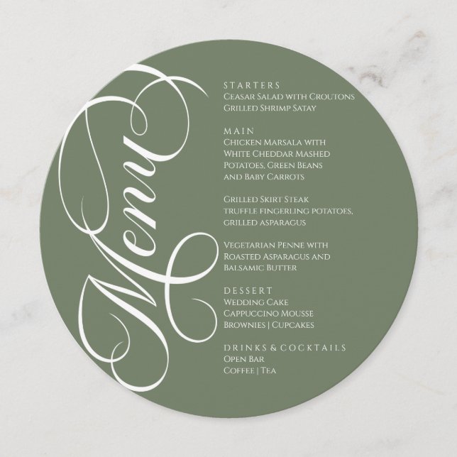Elegant modern Menu White and Green Menükarte (Vorderseite)