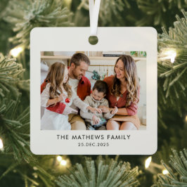 Elegant Modern Minimal Family Photo Christmas Ornament Aus Metall
