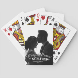 Elegant Modern Minimalist Black And White Newlywed Spielkarten