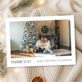 Elegant Modern Minimalist Family Photo Christmas Dankeskarte