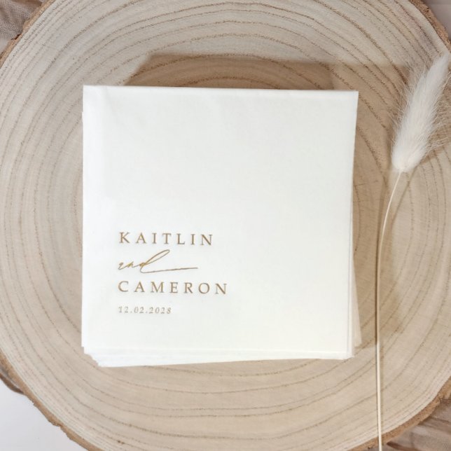 Elegant Modern Minimalist Simple Gold Wedding (Modern simple minimalist wedding napkins - gold foil wedding napkins)