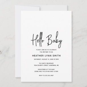 Elegant Modern Minimalistisch Hello Baby Shower Einladung