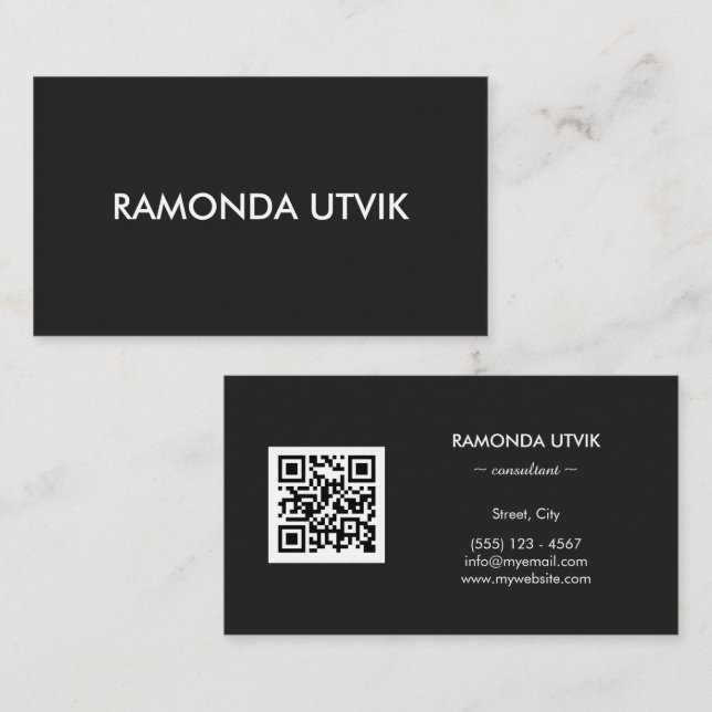 Elegant Modern mit QR-Code Visitenkarte (Vorne/Hinten)