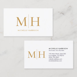Elegant Modern Monogram Gold White Professional Visitenkarte