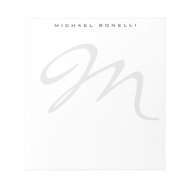 Elegant Modern Monogram Initial Brief Ihr Name Notizblock (Vorderseite)