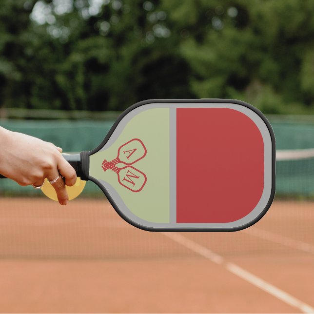 Elegant Modern Monogram Pickleball Symbol  Schläger (Front of the paddle being played )