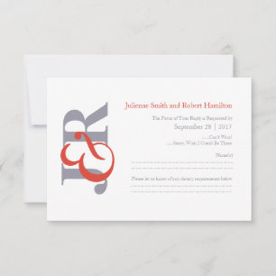 Elegant Modern Monogram Wedding RSVP Karte