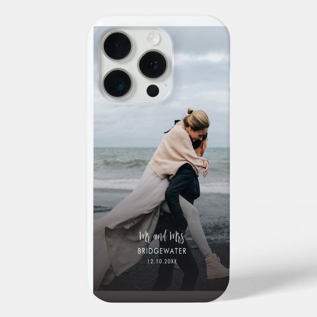 Elegant Modern Mr. and Mrs Monogram Wedding Foto Case-Mate iPhone Hülle (Rückseite)