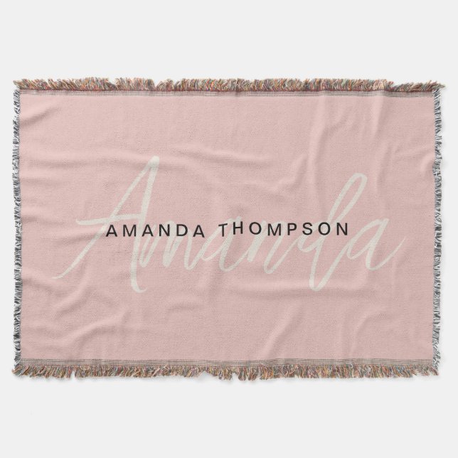 Elegant modern Personalisiert mit Name Monogram Decke (Vorderseite)