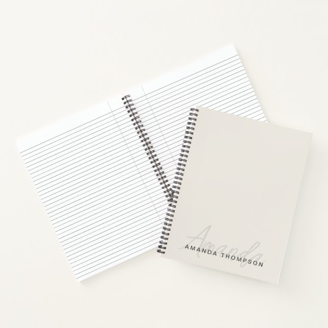 Elegant modern Personalisiert mit Name Monogram Notizbuch (Innenseite)