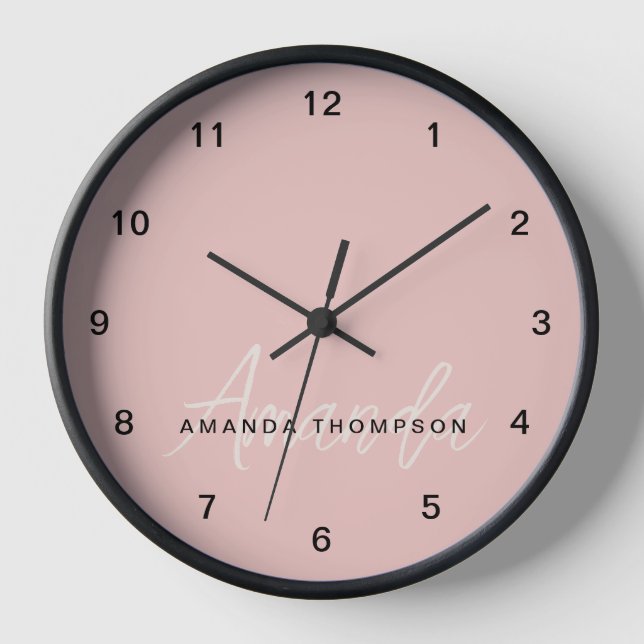 Elegant modern Personalisiert mit Name Monogram Uhr (Vorderseite)