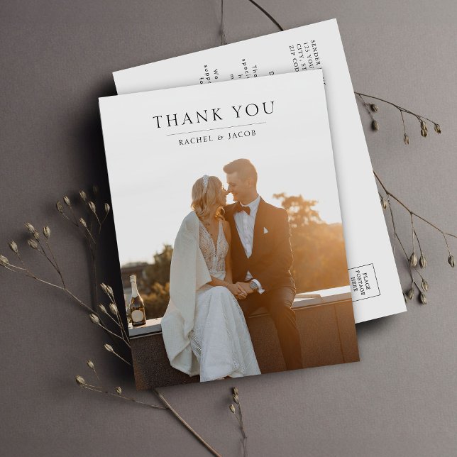 Elegant Modern Photo Wedding Thank You Postkarte (Von Creator hochgeladen)