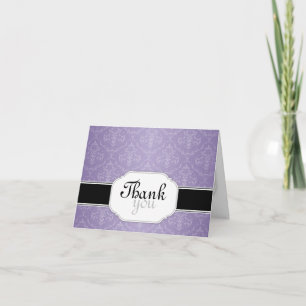 Elegant Modern Purple Damask Thank You Cards Dankeskarte