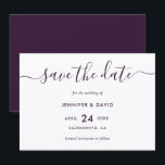 Elegant Modern Purple Wedding Save The Date<br><div class="desc">Complement your purple wedding party with these elegant wedding save the date cards featuring a modern script font. Matching items available.</div>