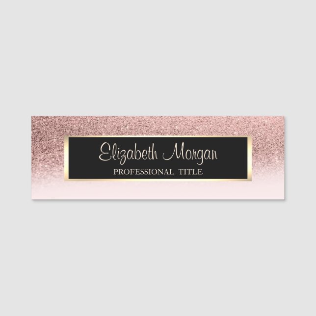 Elegant modern, Rahmen, Glitzer Ombre Namensschild (Vorderseite)