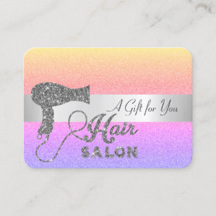 Elegant Modern Rainbow Ombre Glitzer Haartrockner Rabattkarte